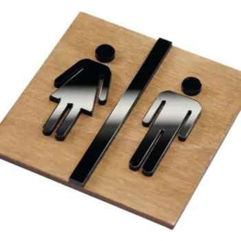 Letrero de baño de madera para señalización de hoteles y restaurantes