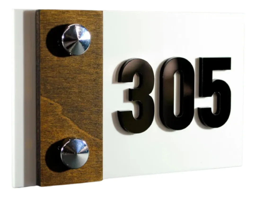 Letrero moderno de acrílico para número de habitación en madera: puerta de hotel o apartamento - Image 2