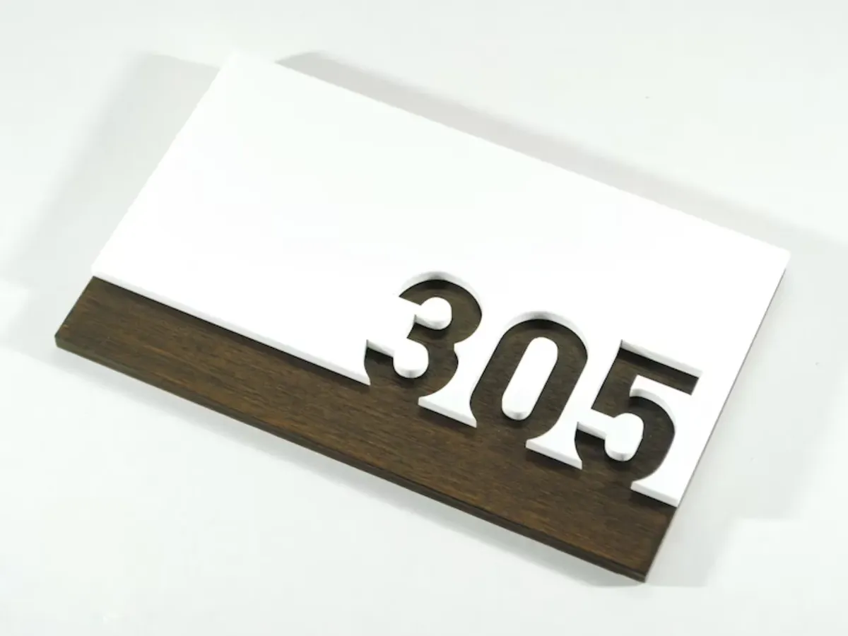 Letrero moderno de madera y acrílico para número de habitación - Señalización para puerta de apartamento de hotel - Image 3