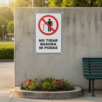 Cartel " NO TIRAR BASURAS NI PODAS "