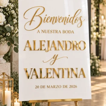 Cartel de Bienvenida Personalizado en Acrílico para Bodas y Eventos